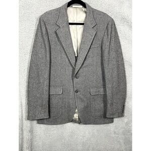 Vtg Christopher Hayes Blazer Jacket Men 42R Gray Herringbone Business Academia